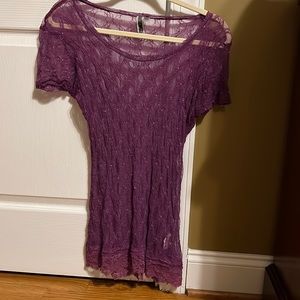 BKE sheer top. Purple with silver sparkles. Good condition